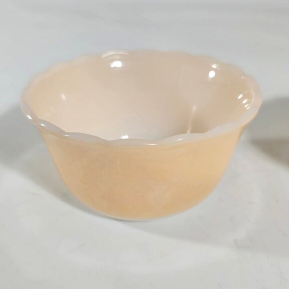 Set of 2 VTG Fire King 6 oz Peach Lustre Scallped Edge Custard Cups #424 Ramekin - Picture 3 of 9